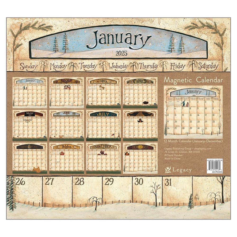 Folk Art by David 2025 Calendar Pad MCP93995